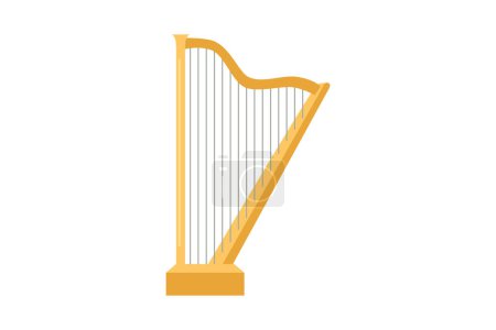 Téléchargez les illustrations : Harpe Instrument de musique plat Autocollant Design - en licence libre de droit
