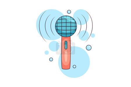 Illustration for Microphone Functional Music Flat Sticker Design - Royalty Free Image
