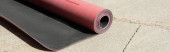 pink fitness mat with shadow on asphalt sidewalk on urban street in sunny day, summertime, banner  puzzle #642885320