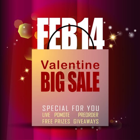 Día de San Valentín BIG Venta Poster or Sale banner for Promotion and shopping template or background for Love and Valentine 's day concept. Vector e ilustración, eps 10. 