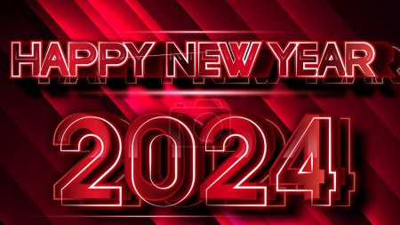 happy new year 2024 with neon light effect text