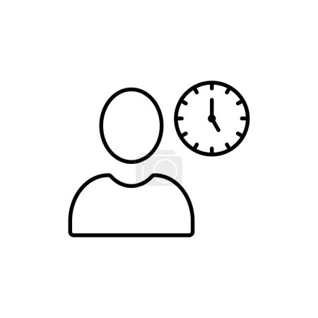 Ilustración de Icono de asistencia de los empleados, diseño de vectores de trabajo en el tiempo. Avatar humano con reloj de pared que muestra el icono del horario de los empleados. Icono del concepto de asistencia de los empleados - Imagen libre de derechos