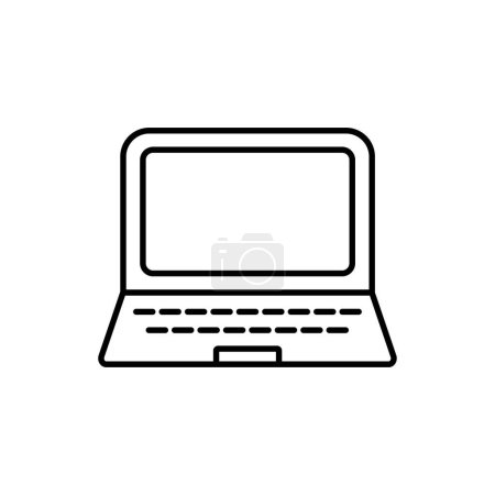 Illustration for Laptop with pointer or cursor icon. Simple solid style for web template and app. Online, PC, registration, internet, book, mouse, vector illustration design on white background. - Royalty Free Image