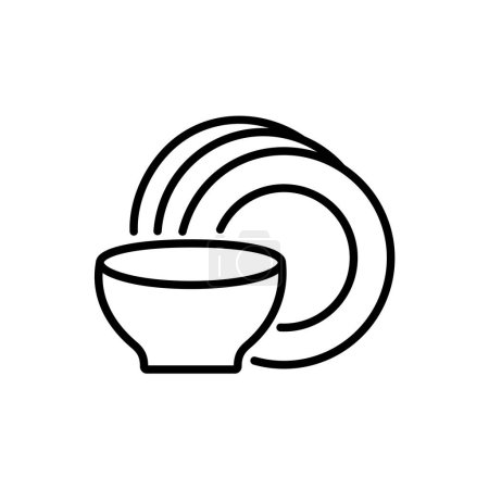 Foto de Dinnerware icon of plates and bowls Custom vector icons for websites and apps in outline style. - Imagen libre de derechos