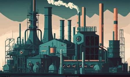 Ilustración de Industrial factory and plant buildings isolated on white background. - Imagen libre de derechos