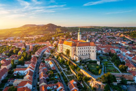 Photo for Mikulov Castle in the town of Mikulov in South Moravia, Czech Republic. View of the Beautiful City of Mikulov in the Czech Republic, with the Impressive Mikulov Castle - Royalty Free Image