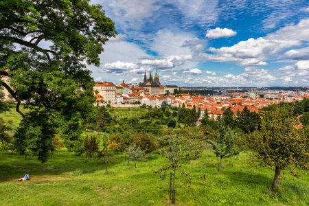 Photo for Prague Castle and Lesser Town panorama. View from Petrin Hill. Prague, Czech Republic. View of Prague Castle from Strahov monastery. Prague, Czech Republic - Royalty Free Image