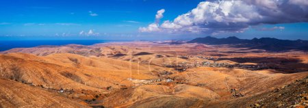 Photo for Betancuria National Park on the Fuerteventura Island, Canary Islands, Spain. Spectacular view of the picturesque mountain landscape from the drone of the Betancuria National Park in Fuerteventura - Royalty Free Image