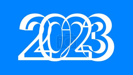 Foto de Papel delgado 2023 texto sobre fondo azul. Feliz Año Nuevo Tarjeta. - Imagen libre de derechos
