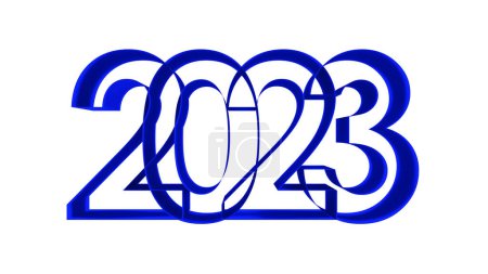 Foto de Papel delgado 2023 texto sobre fondo blanco. Feliz Año Nuevo Tarjeta. - Imagen libre de derechos