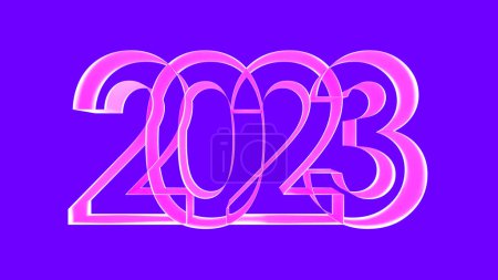 Foto de Papel delgado 2023 texto sobre fondo violeta. Feliz Año Nuevo Tarjeta. - Imagen libre de derechos