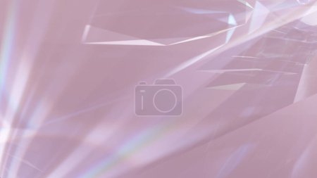Colorful crystal flares on pink surface. Abstract background.