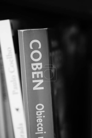 Photo for A vertical grayscale closeup of Promise Me novel by Harlan Coben. - Royalty Free Image