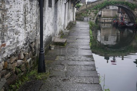 Foto de Los ríos y aguas de Shaoxing, arquitectura de estilo chino y pequeños puentes - Imagen libre de derechos