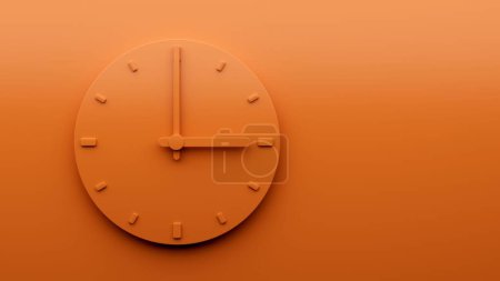 Téléchargez les photos : Un rendu 3D d'une horloge murale orange isolée sur un fond orange - en image libre de droit