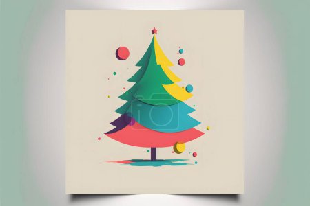 Foto de Una ilustración digital de un diseño abstracto lindo del árbol de Navidad colorido en un cartel - Imagen libre de derechos