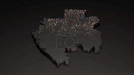 Photo for A 3D rendered map of Gabon with gold glitter on a black background - travel and vacation concept - Royalty Free Image