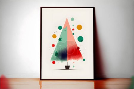 Photo for A digital illustration of a cute colorful abstract Christmas tree design on a poster - Royalty Free Image
