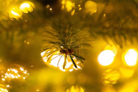 Téléchargez les photos : Un gros plan des lumières sur le sapin de Noël - en image libre de droit