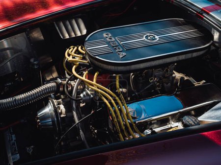 Photo for A closeup of the engine of a Cobra car. - Royalty Free Image