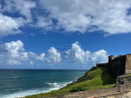 Photo for A scenic view of Castillo San Felipe del Morro against the sea in San Juan, Puerto Rico - Royalty Free Image