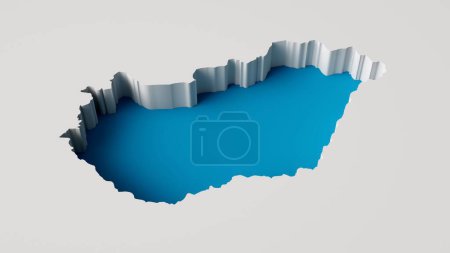 Téléchargez les photos : Carte de la République parlementaire de Hongrie en 3D Profondeur intérieure extrudée avec ombres bleues intérieures - en image libre de droit