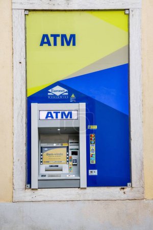 Photo for A vertical shot of ATM machine for making cash withdrawals. - Royalty Free Image