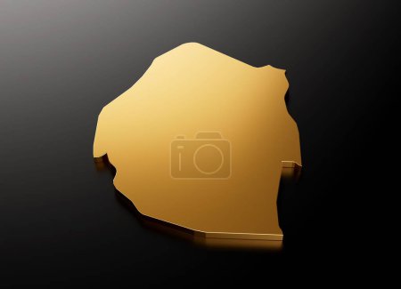 Foto de Un mapa en 3D de Eswatini en oro brillante sobre un fondo negro - viaje y concepto de vacaciones - Imagen libre de derechos