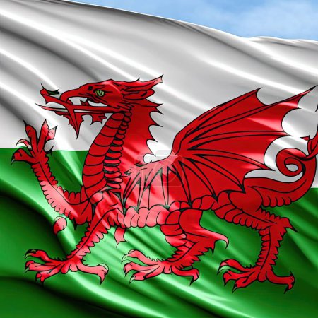 Téléchargez les photos : Un rendu 3D d'un drapeau du Pays de Galles - en image libre de droit
