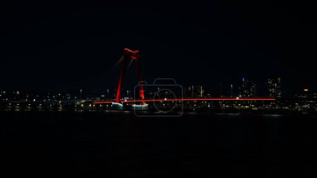 Photo for Willemsbrug Rotterdam in the Netherlands at night - Royalty Free Image