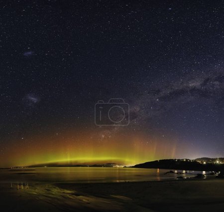 Photo for A scenic aurora at night in Hobart, Tasmania, Australia, cool for background - Royalty Free Image