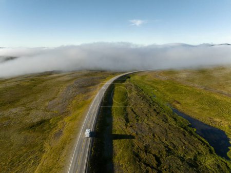 Photo for An aerial shot of a road to Nord Kapp in Norway - Royalty Free Image