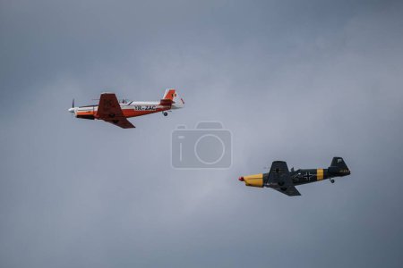 Photo for The two YR-ZAC airplanes flying at Bucharest International Air Show (BIAS 2022) - Royalty Free Image