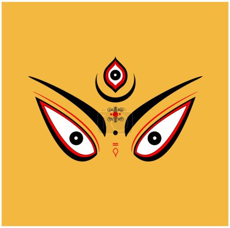 Téléchargez les photos : Illustration du visage de Lord Durga. Icône du visage Shakti. - en image libre de droit