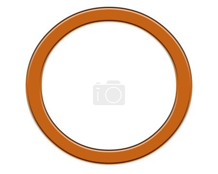 Foto de Marco de fotos circular de madera aislado sobre fondo blanco liso. - Imagen libre de derechos