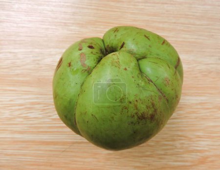 Foto de Esta fruta es conocida como manzana elefante nativa de la India y China. La pulpa de fruta tiene un sabor amargo y se utiliza en curry, mermeladas y jaleas.. - Imagen libre de derechos