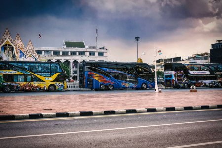 Photo for The city tour buses parked at the station in Bangkok, Thailand - Royalty Free Image