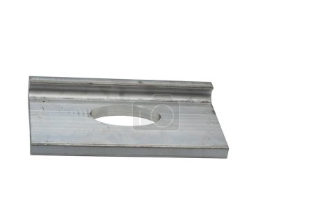 Foto de Una sola placa J gris de aluminio extruido Tie-Down aislado sobre un fondo blanco - Imagen libre de derechos