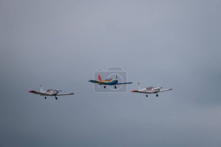 Photo for The three YR-ZCE airplanes flying at Bucharest International Air Show (BIAS 2022) - Royalty Free Image