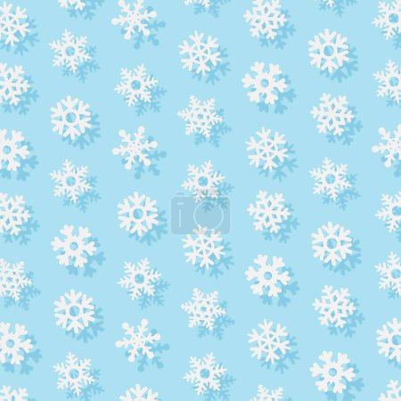 Photo for A winter pattern made of snowflakes on a blue background. - Royalty Free Image