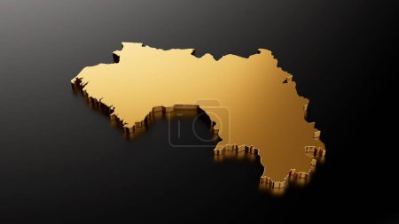 Photo for A 3D rendered map of Guinea in shiny gold on a black background - travel and vacation concept - Royalty Free Image