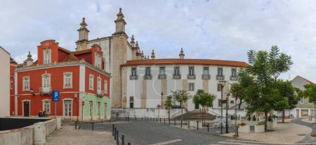 Photo for A Bertrand Bookshop and Se de Leiria in the historic center of Leiria, Portugal - Royalty Free Image