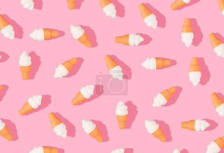 Photo for A 3D rendered ice cream pattern on a bright pink background - Royalty Free Image