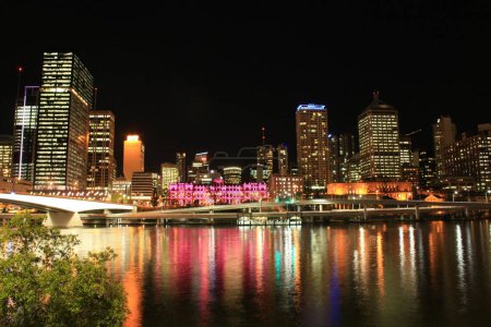 Photo for Very hot summer night view of Brisbane CBD - view from the opposite South - Royalty Free Image