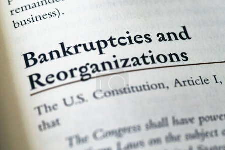 Photo for A part from a legal business law textbook referring to Bankruptcies and Reorganizations - Royalty Free Image