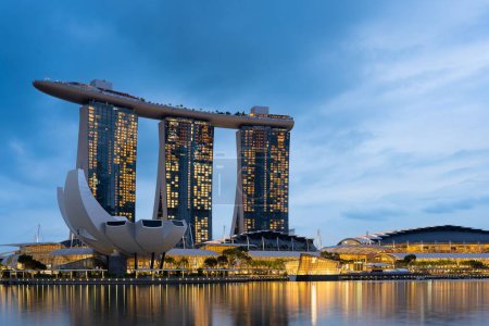 Photo for The Marina Bay sands and Art and Science Museum at dusk, Singapore - Royalty Free Image