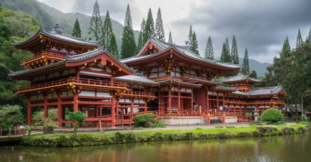 Byodo-In Temple in Kaneohe Hawaii during Fall.