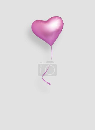 Photo for A vertical shot of a purple heart shaped balloon floating on a white background - concept of Valentine - Royalty Free Image