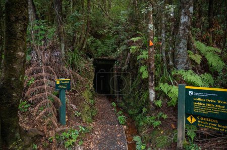 Téléchargez les photos : Entrée de la mine abandonnée à Broken Hills Coromandel, Nouvelle-Zélande - en image libre de droit