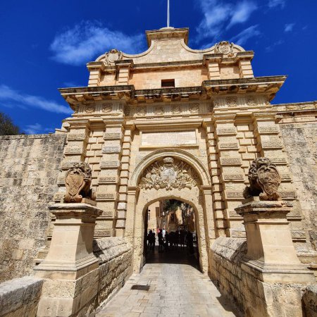 Photo for A low angle shot of the main gates to Mdina fortress in Malta - Royalty Free Image